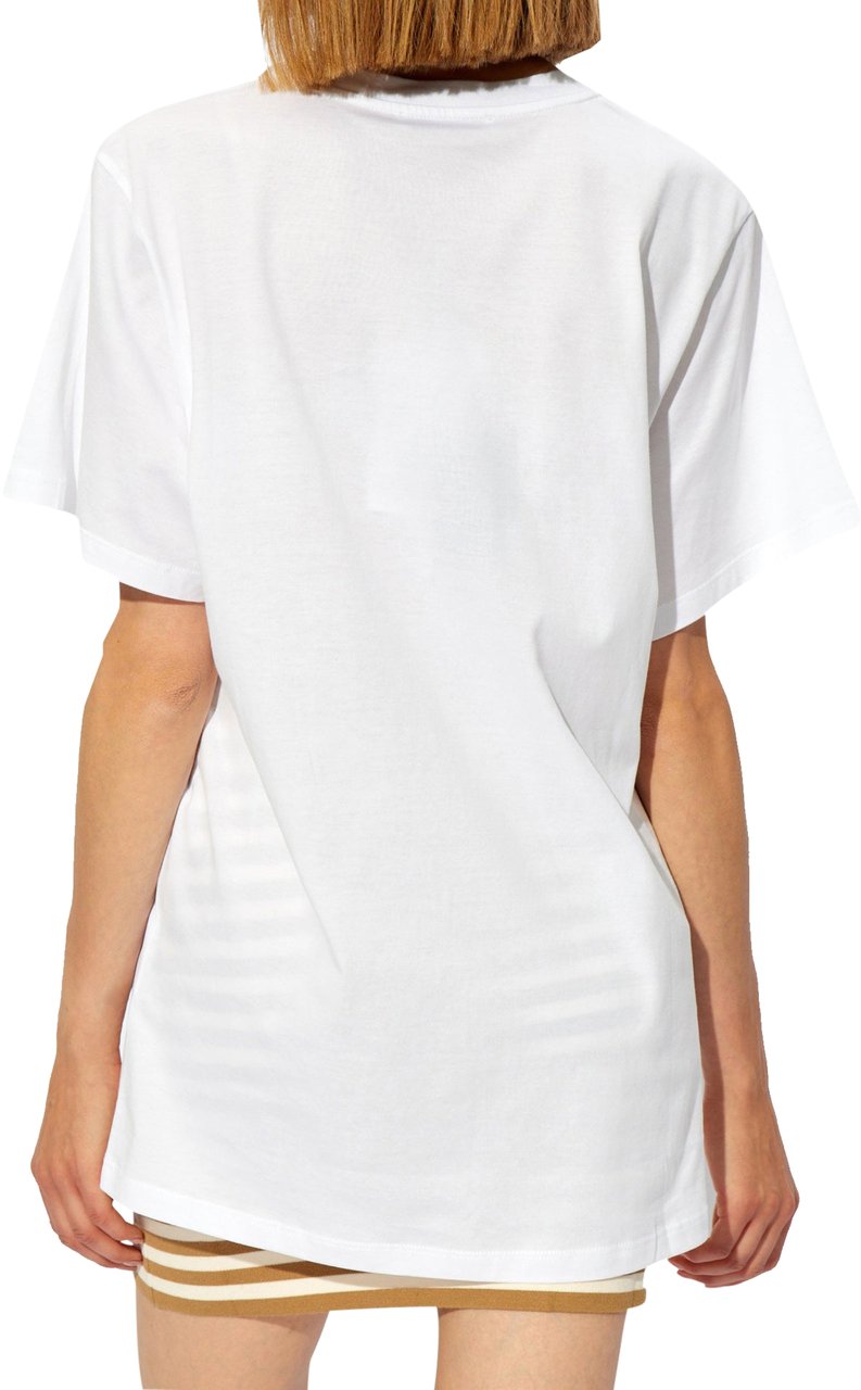 Max Mara Max Mara Mango Logo Embroidered Cotton T-Shirt Wit