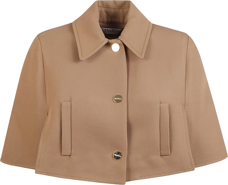 Max Mara Cropped Brown Jacket With Classic Collar Roze