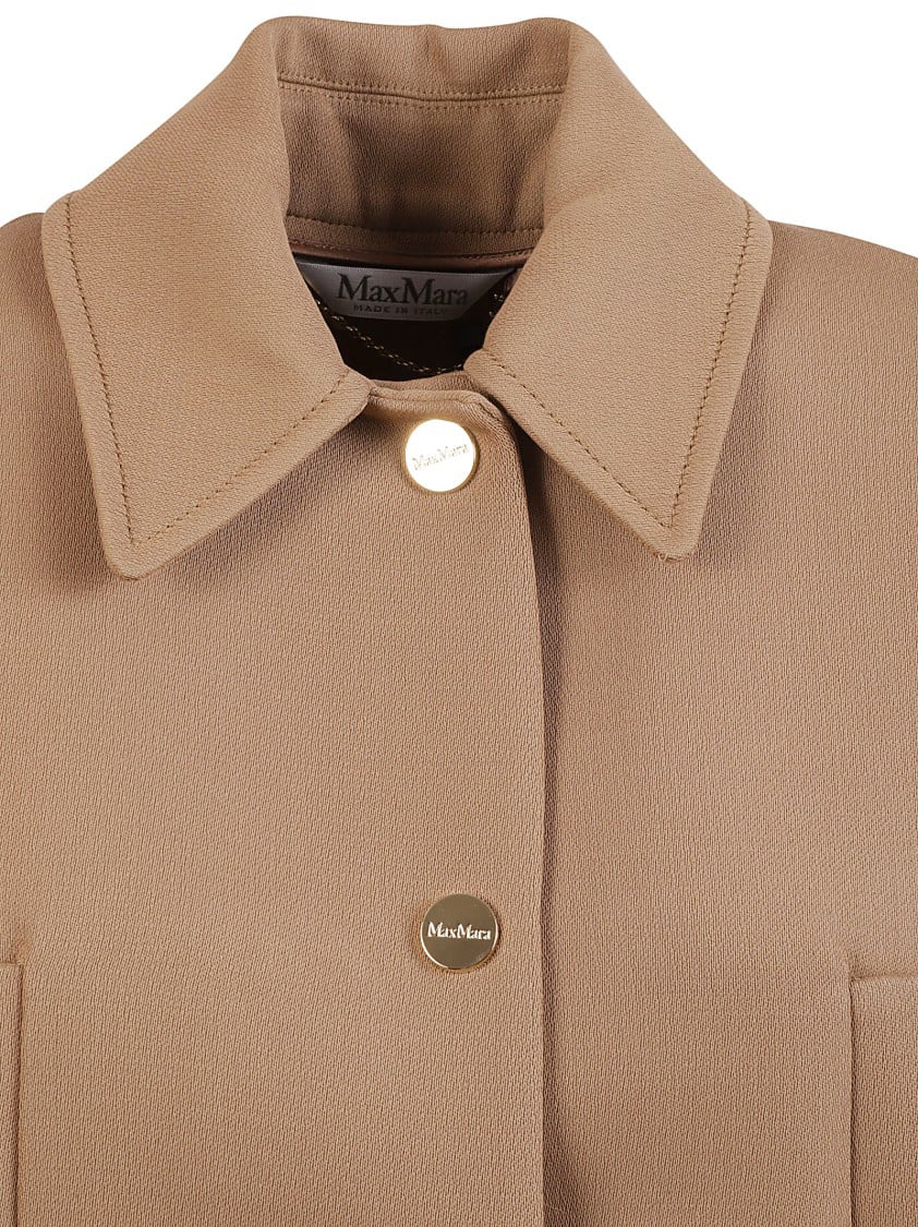 Max Mara Cropped Brown Jacket With Classic Collar Roze