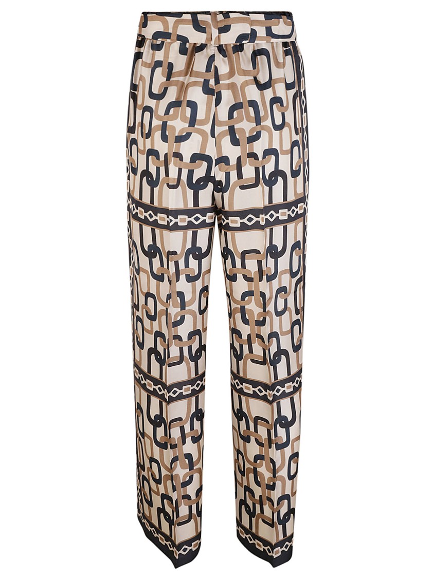 Max Mara Wide-Leg Trousers With Chain Link Pattern Roze