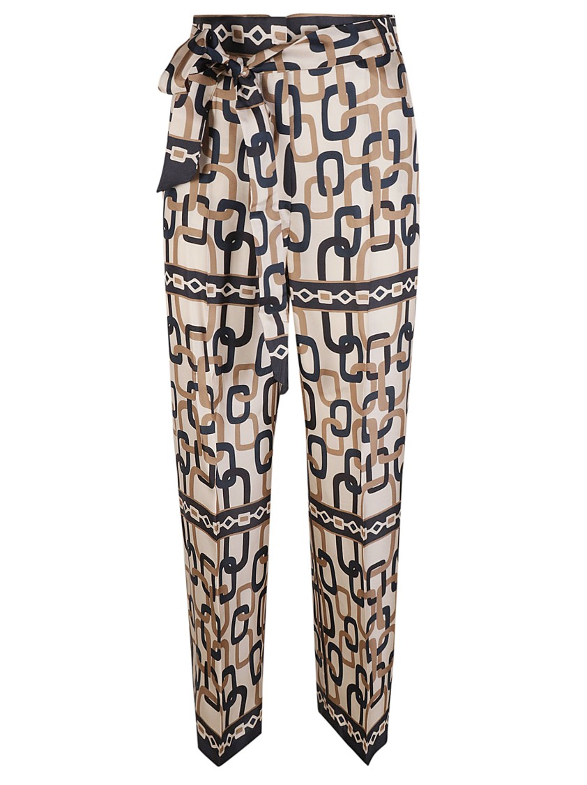 Max Mara Wide-Leg Trousers With Chain Link Pattern Roze