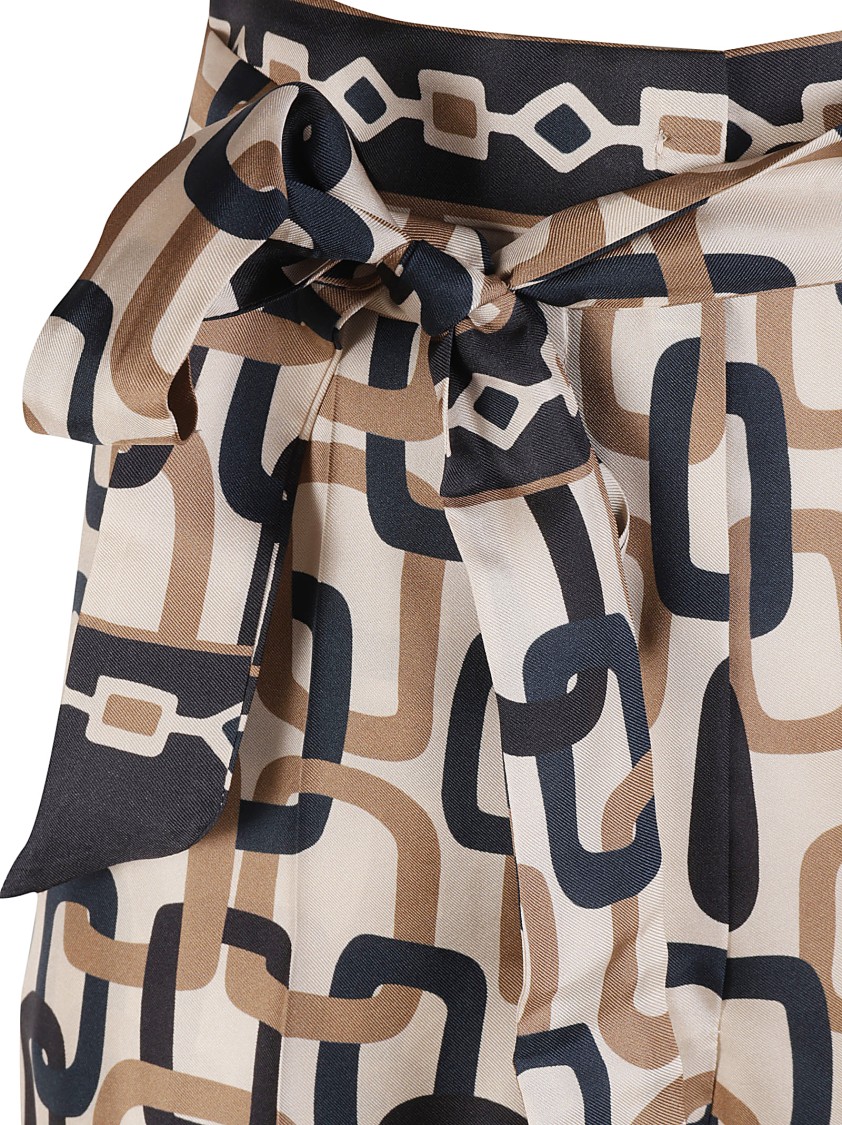 Max Mara Wide-Leg Trousers With Chain Link Pattern Roze