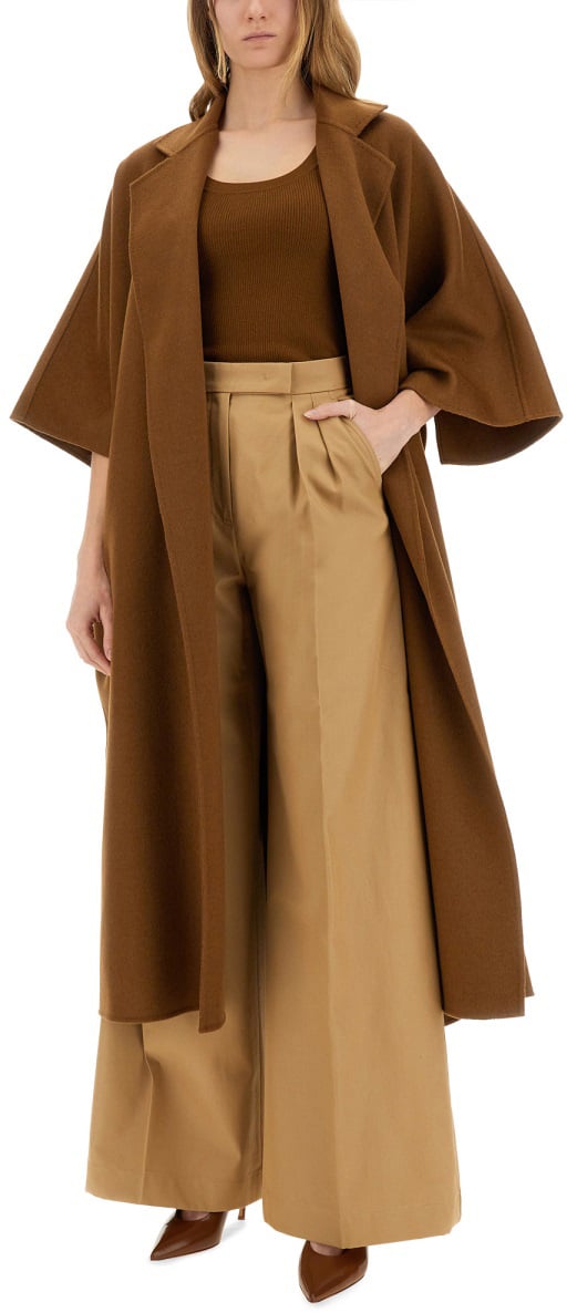 Max Mara Camel Drap Cape Coat Bruin