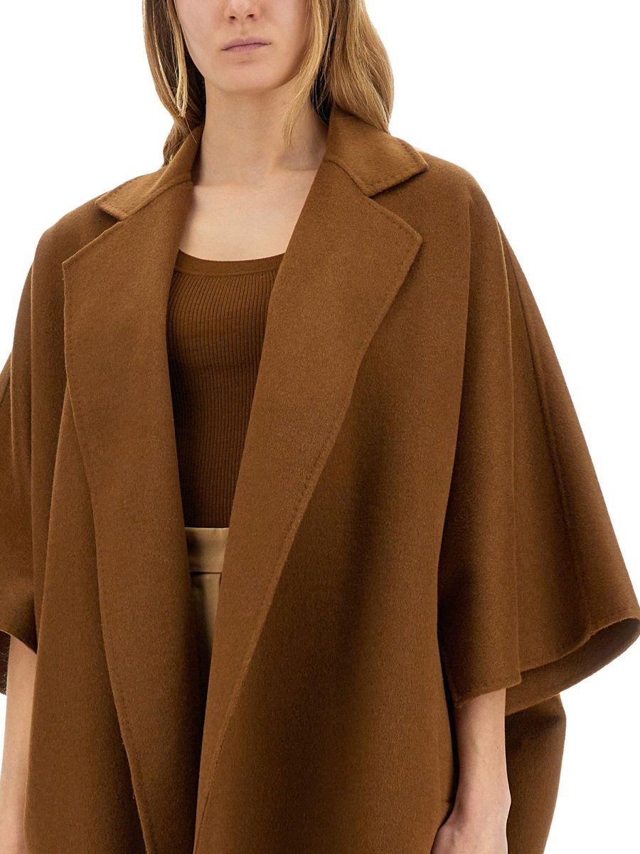 Max Mara Camel Drap Cape Coat Bruin