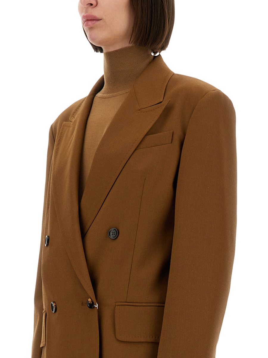 Max Mara Wool Blend Double-Breasted Jacket with Tailored Silhouette Oranje
