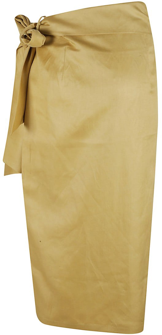 Max Mara Knee-Length Wrap Skirt Geel