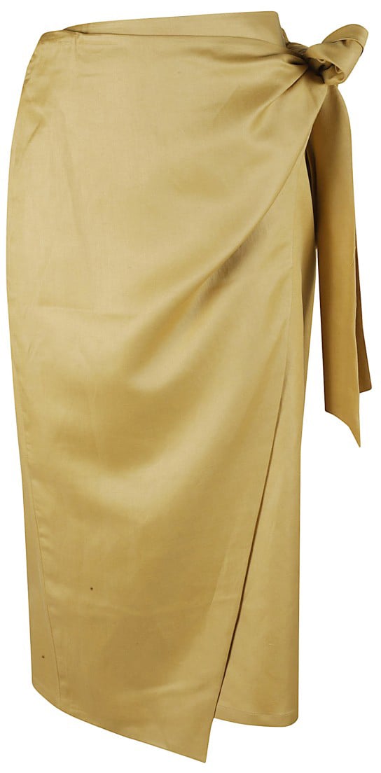 Max Mara Knee-Length Wrap Skirt Geel