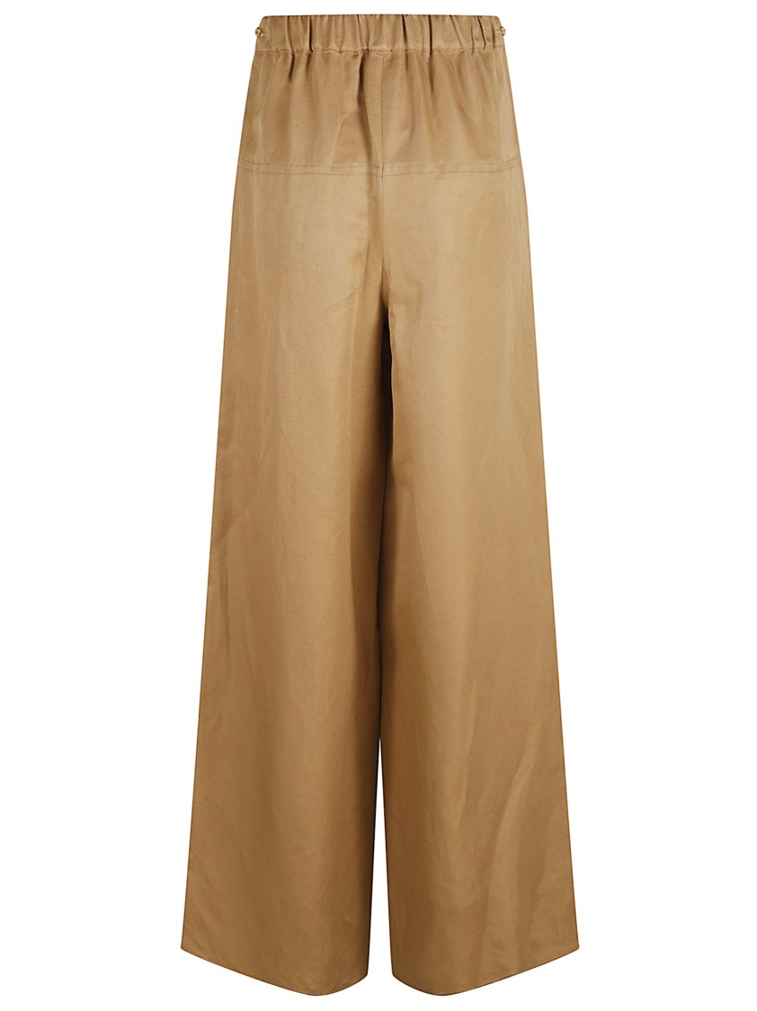 Max Mara Wide-Leg Brown Trousers With Relaxed Fit Bruin