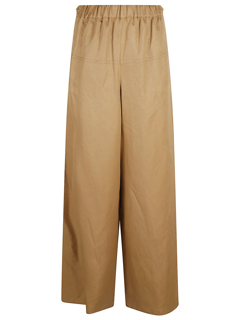 Max Mara Wide-Leg Brown Trousers With Relaxed Fit Bruin