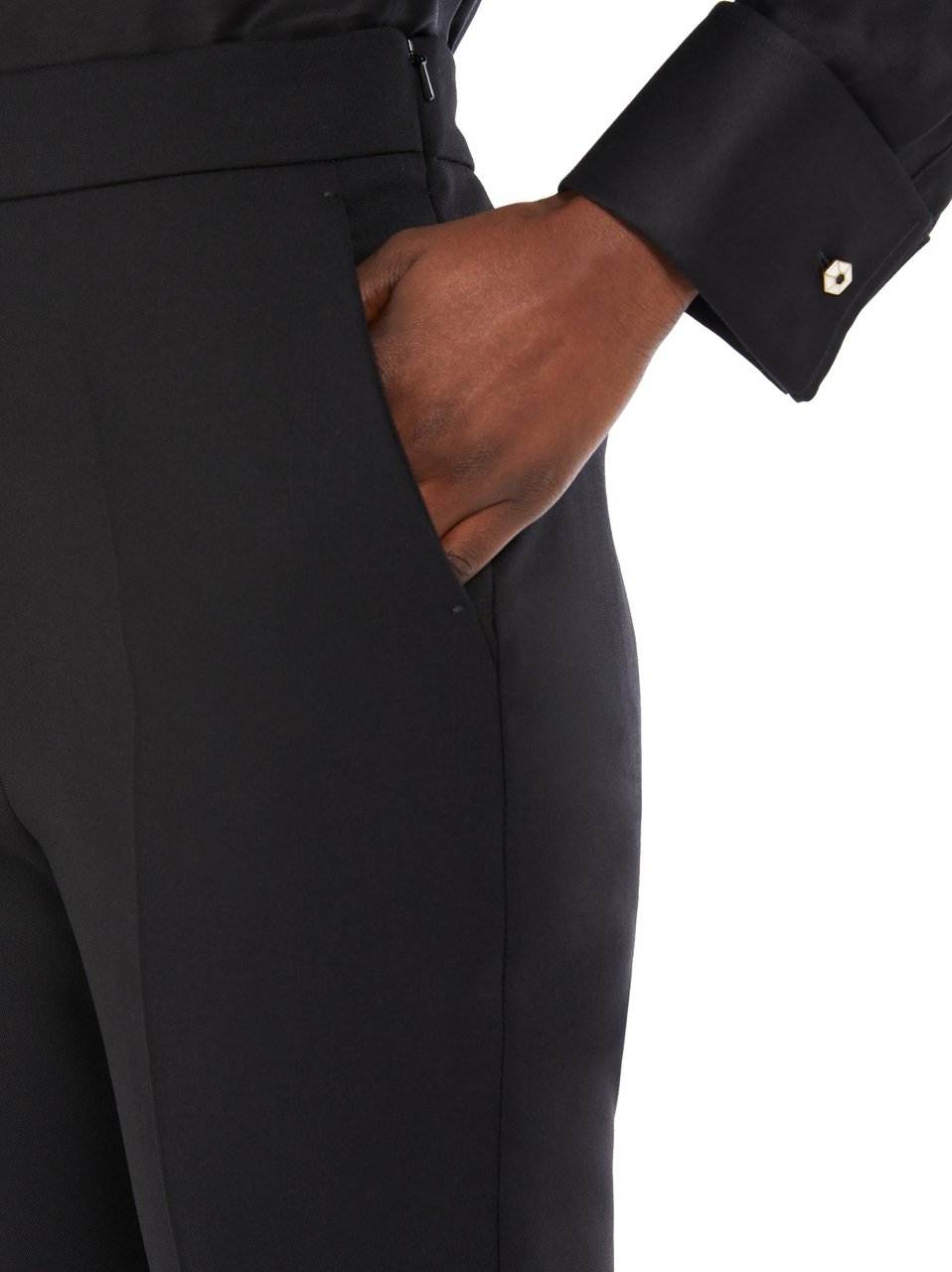 Max Mara Pure Wool Crêpe Slim Fit Trousers Zwart