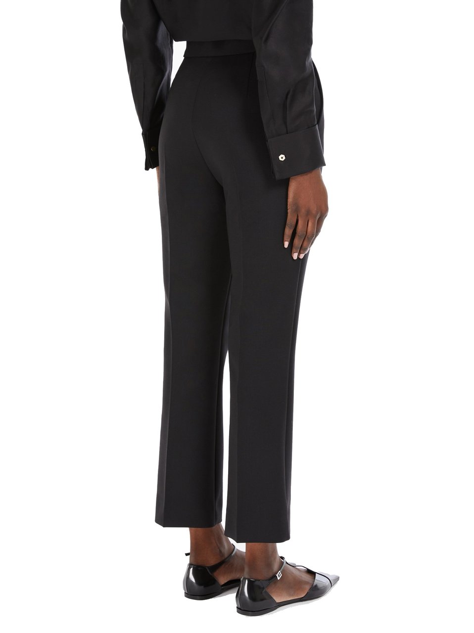 Max Mara Pure Wool Crêpe Slim Fit Trousers Zwart
