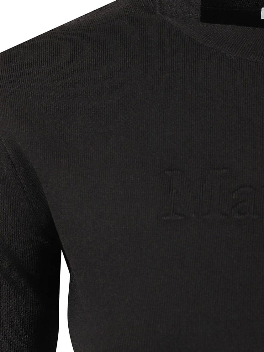 Max Mara Black T-Shirt With Embossed Logo Zwart