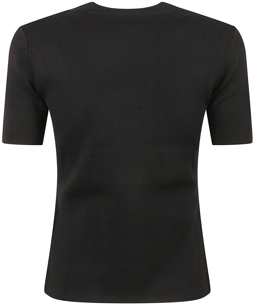 Max Mara Black T-Shirt With Embossed Logo Zwart