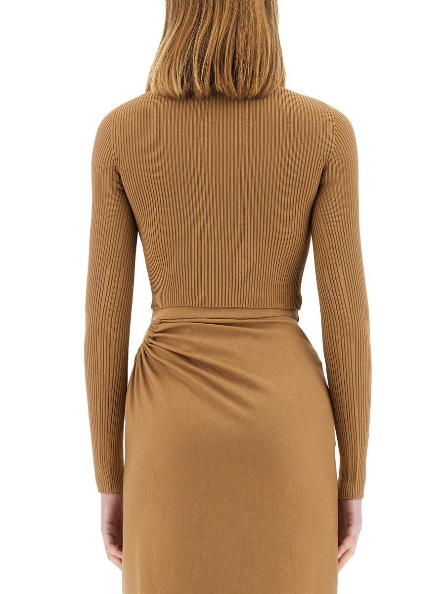 Max Mara Viscose Crepe Crop Top with Minimalist Design Neutraal