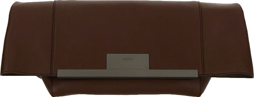 Max Mara Medium Clutch with Clasp Closure in Calf Leather Zwart