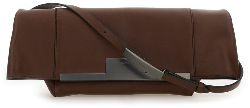 Max Mara Medium Clutch with Clasp Closure in Calf Leather Zwart