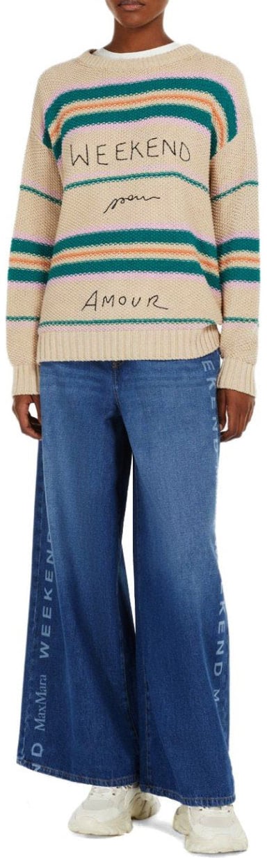 Max Mara MAX MARA WEEKEND ANGUS CREWNECK SWEATER WITH EMBROIDERY Beige
