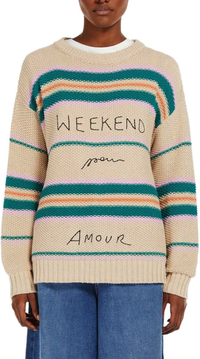 Max Mara MAX MARA WEEKEND ANGUS CREWNECK SWEATER WITH EMBROIDERY Beige