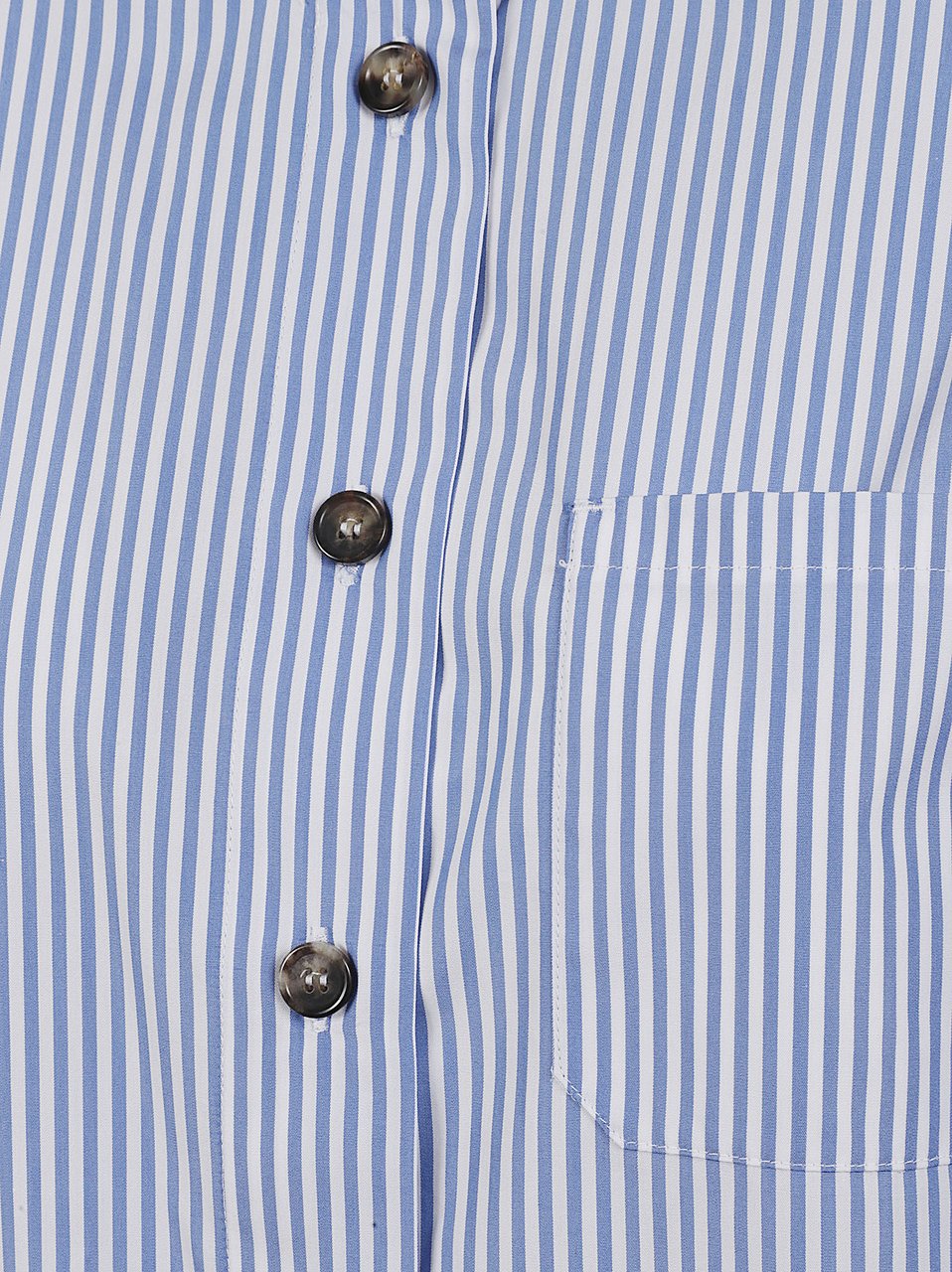Max Mara Classic Striped Shirt with Mandarin Collar Blauw