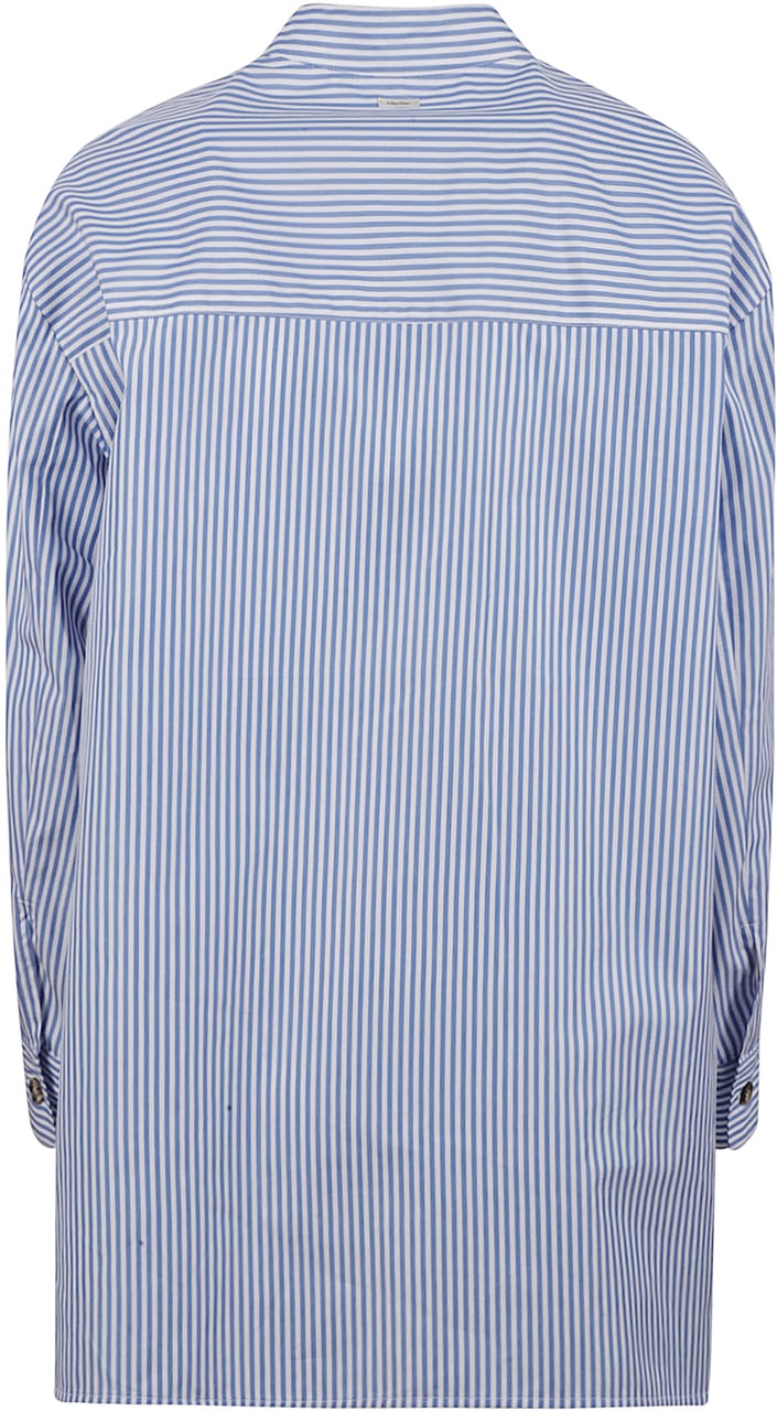 Max Mara Classic Striped Shirt with Mandarin Collar Blauw