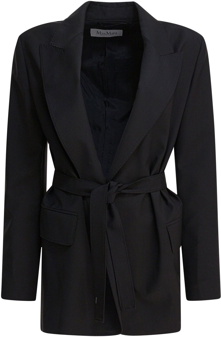 Max Mara Wool canvas blazer Zwart