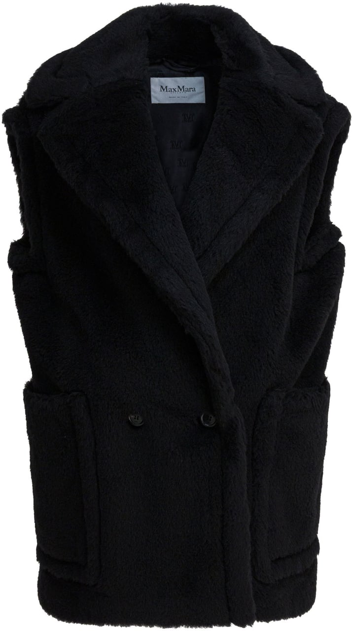 Max Mara Sleeveless teddy jacket in alpaca and wool Zwart