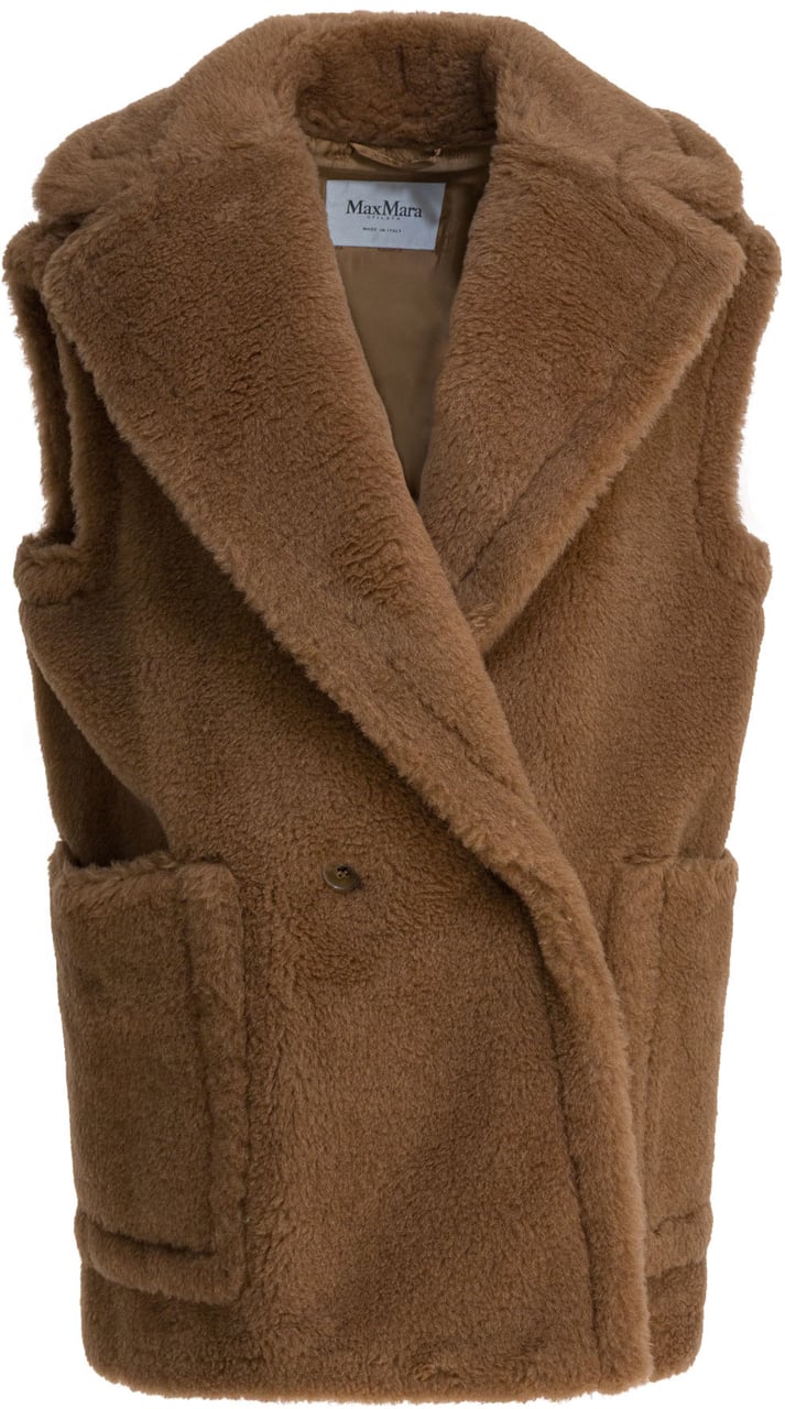Max Mara Double-breasted sleeveless jacket in Teddy Bruin