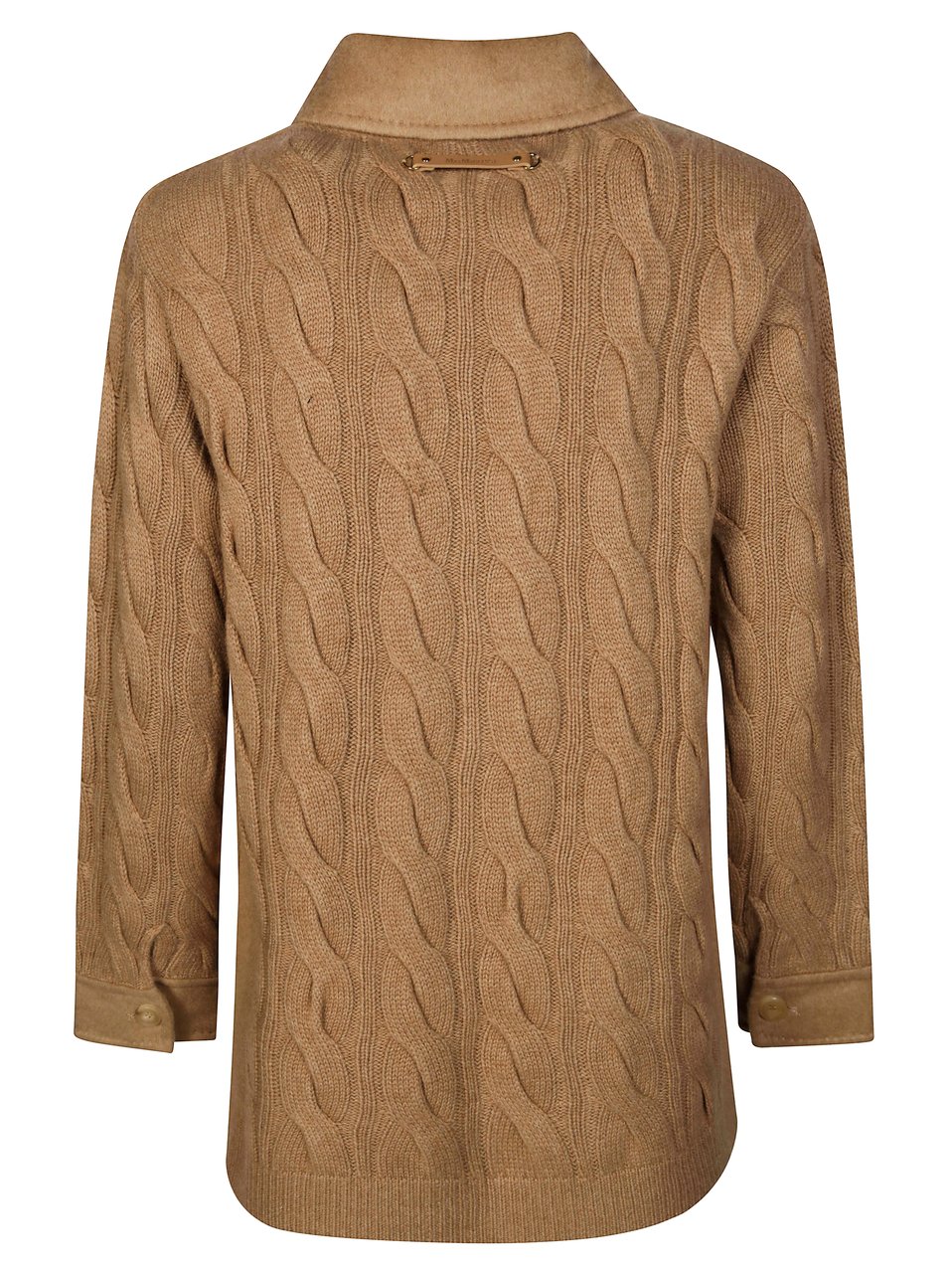 Max Mara Textured Cable Knit Jacket with Classic Collar and Button Closure Neutraal