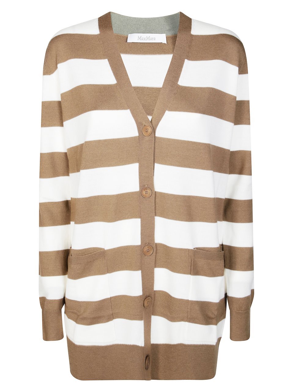 Max Mara Open-Front Ribbed Cardigan Wit