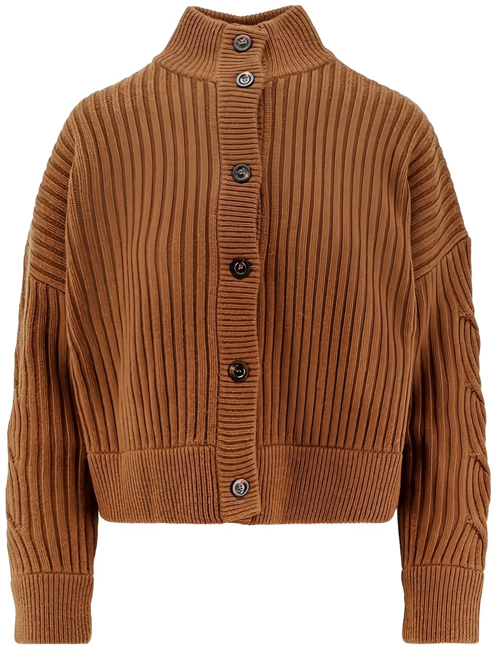 Max Mara Brown Afelio Ribbed Knit Cropped Jacket Bruin