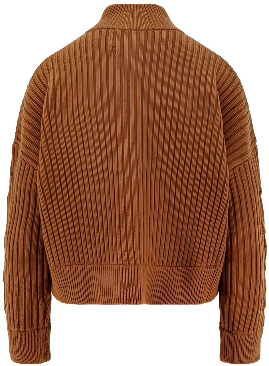 Max Mara Brown Afelio Ribbed Knit Cropped Jacket Bruin