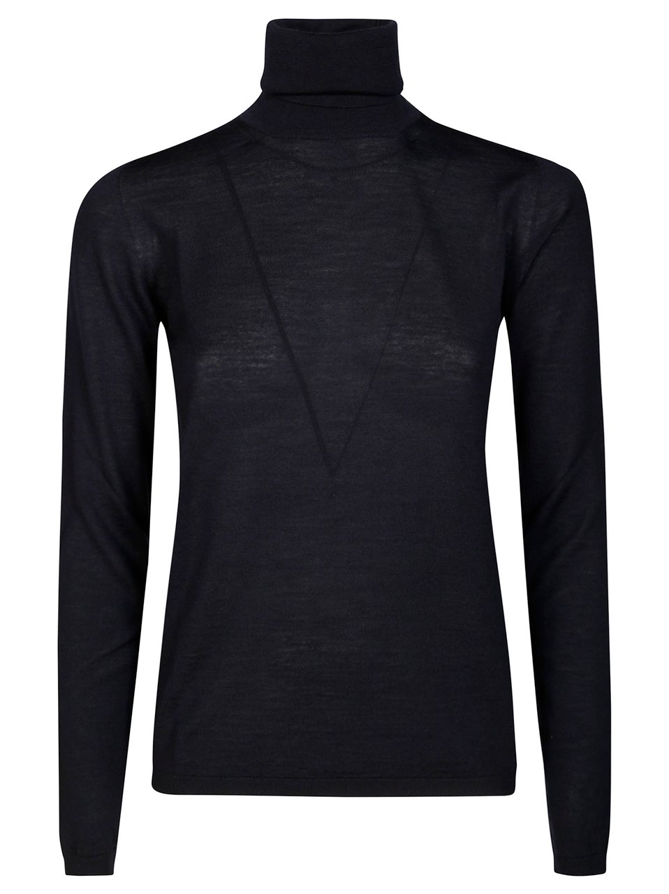 Max Mara Slim-Fit Long-Sleeved Turtleneck Top with V-Seam Details Zwart