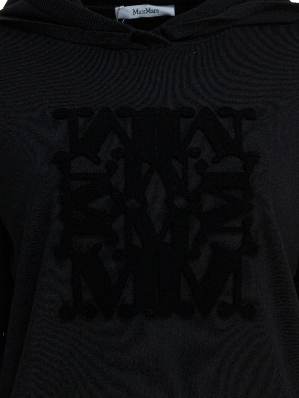 Max Mara Virgin wool hooded sweater Zwart