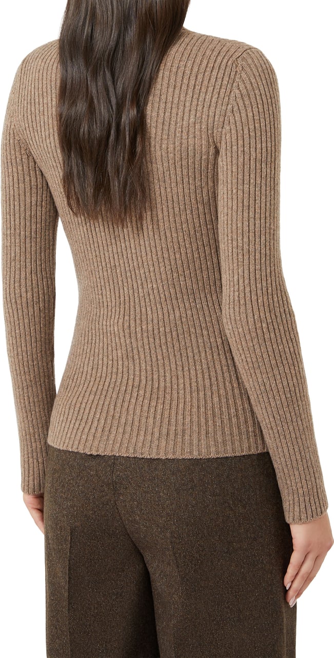 Max Mara Black Aral1234 Ribbed Knit High Sweater Neutraal