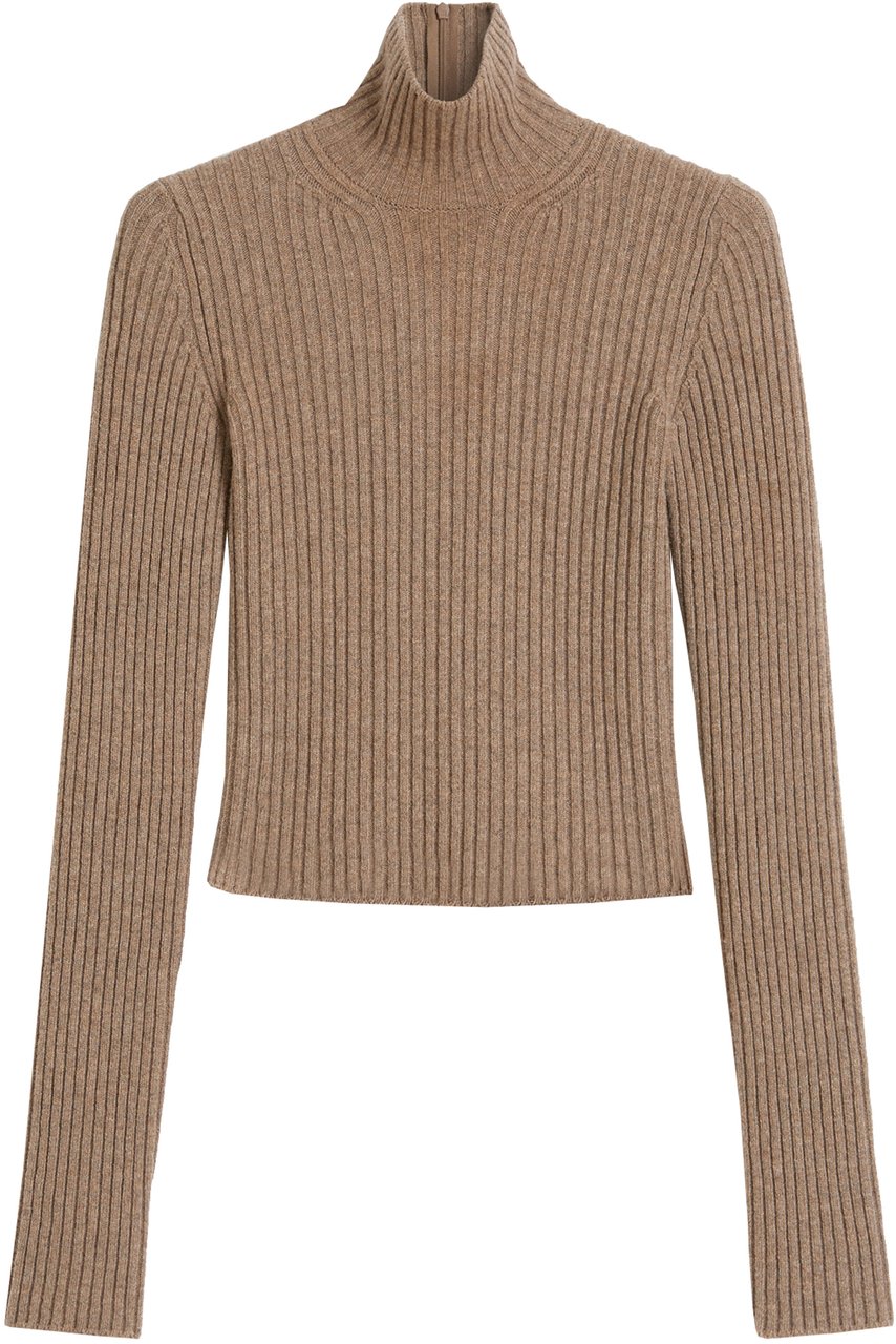 Max Mara Black Aral1234 Ribbed Knit High Sweater Neutraal