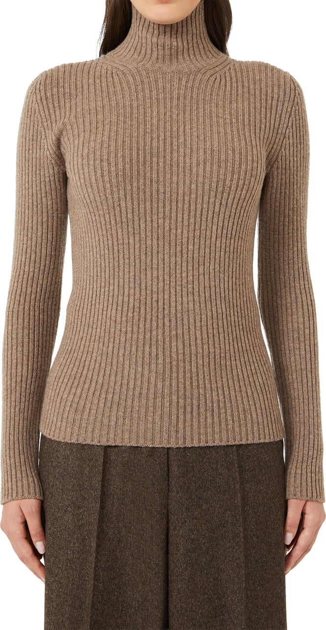 Max Mara Black Aral1234 Ribbed Knit High Sweater Neutraal