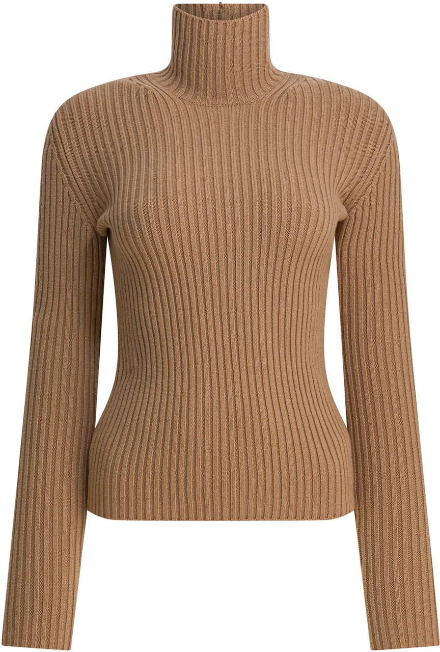 Max Mara Wool and cashmere turtleneck sweater Beige