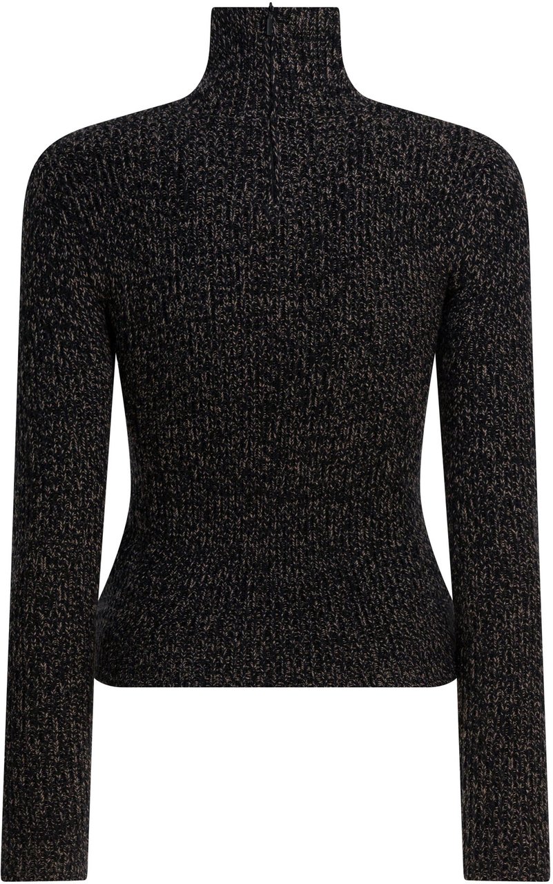 Max Mara Wool and cashmere mouliné turtleneck sweater Zwart