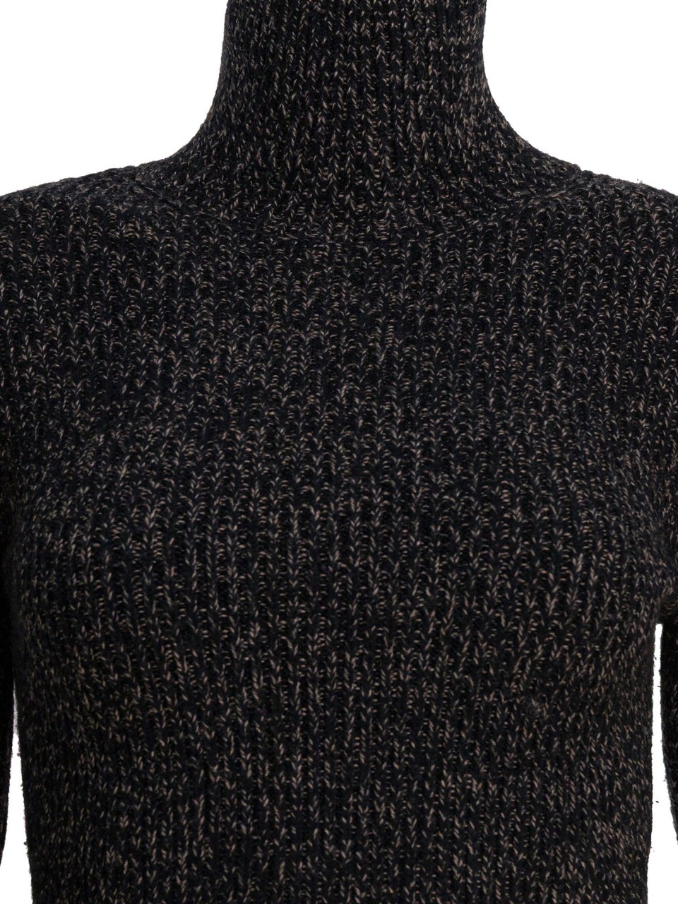 Max Mara Wool and cashmere mouliné turtleneck sweater Zwart