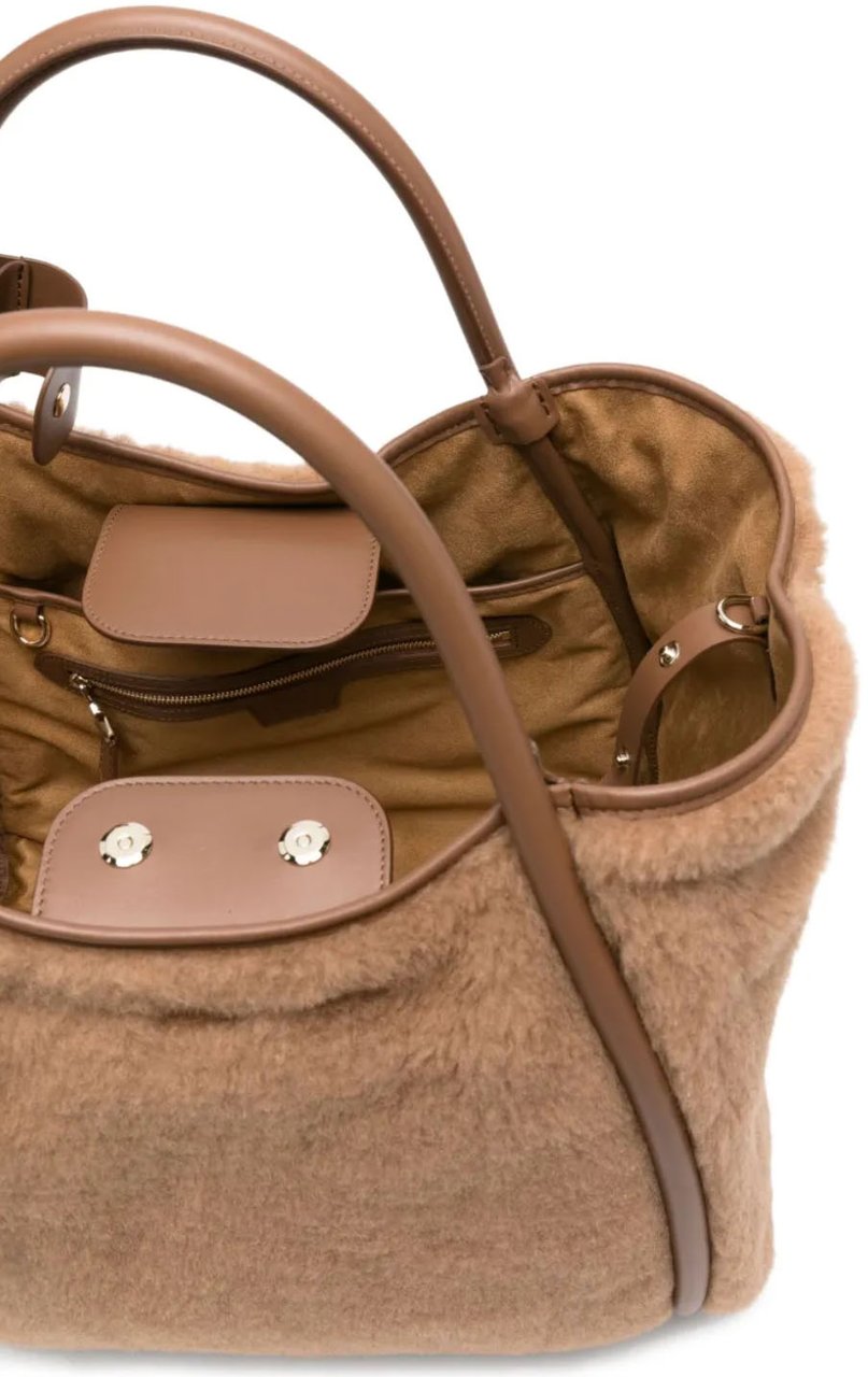 Max Mara Medium Teddy Fabric Marine Bag Camel Bruin