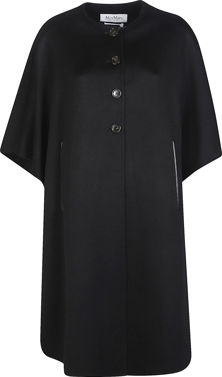 Max Mara Moriana Long Cape Black Zwart