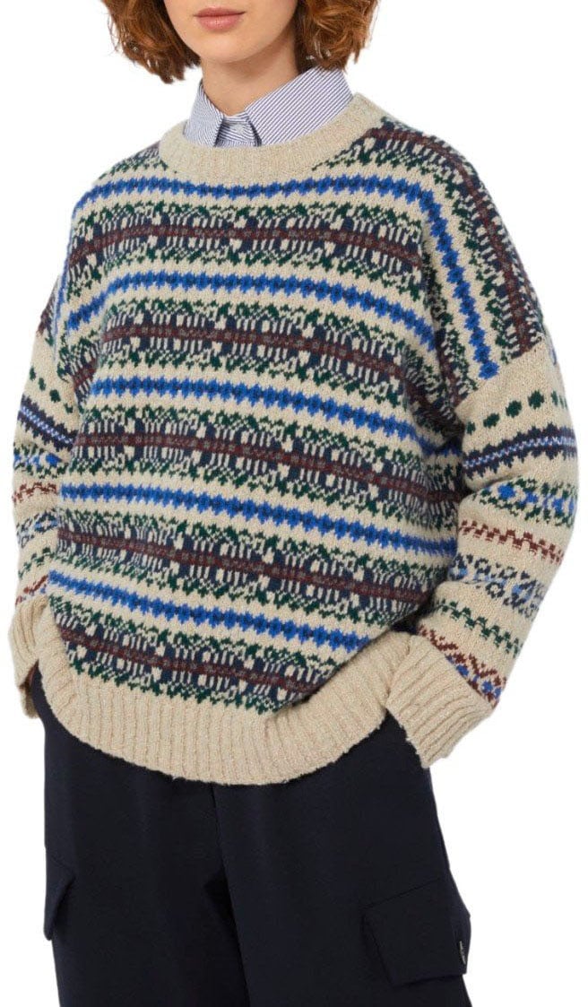 Max Mara MAX MARA WEEKEND RIVETTO MULTICOLORED CREWNECK SWEATER Beige