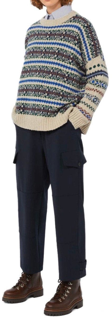 Max Mara MAX MARA WEEKEND RIVETTO MULTICOLORED CREWNECK SWEATER Beige