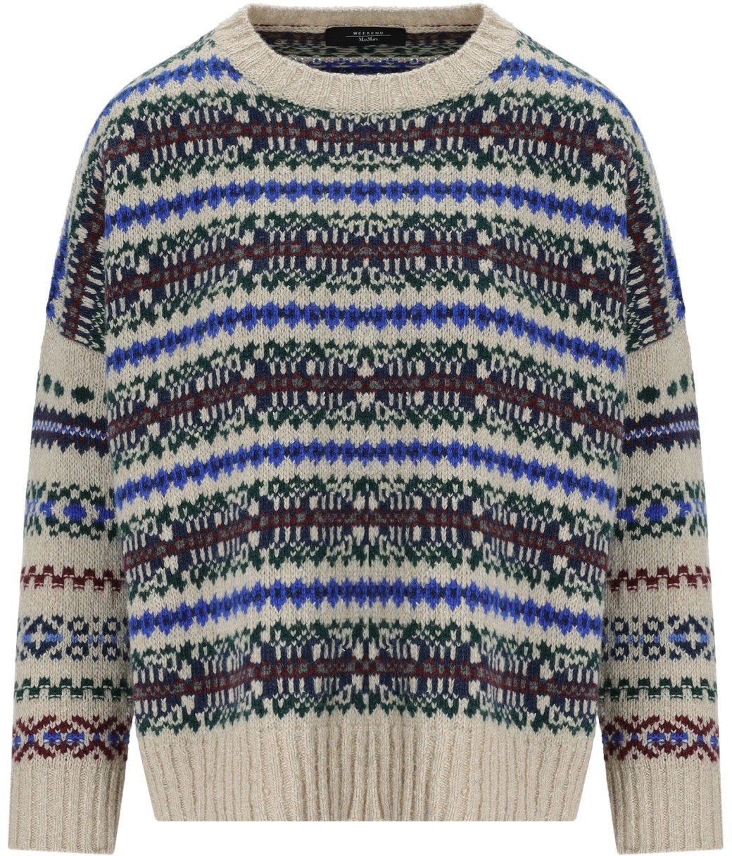 Max Mara MAX MARA WEEKEND RIVETTO MULTICOLORED CREWNECK SWEATER Beige