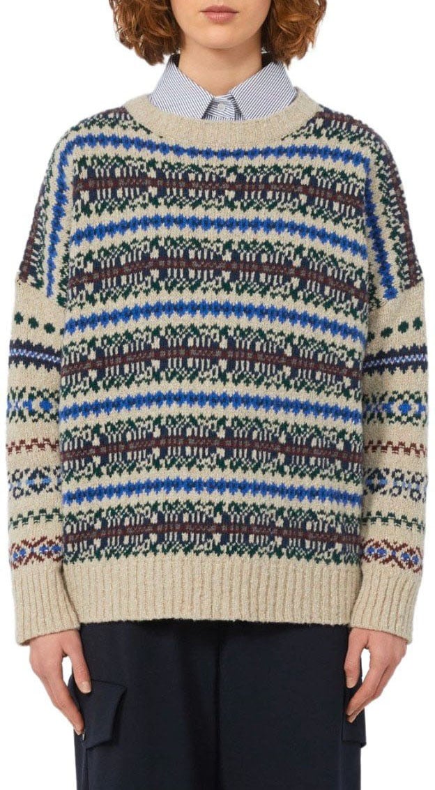 Max Mara MAX MARA WEEKEND RIVETTO MULTICOLORED CREWNECK SWEATER Beige