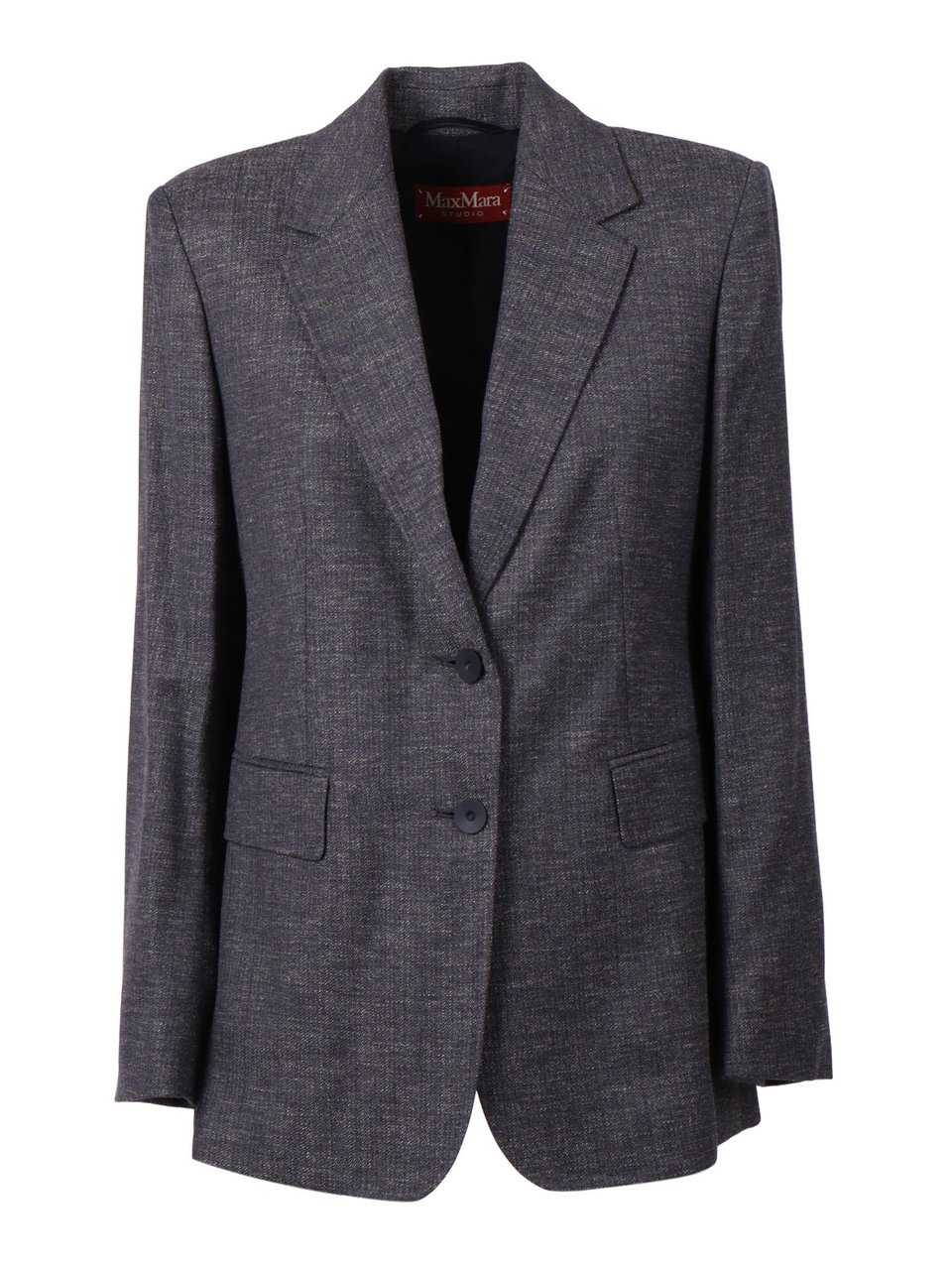 Max Mara Structured Tailored Jacket In Deep Blue Hodeida Grijs