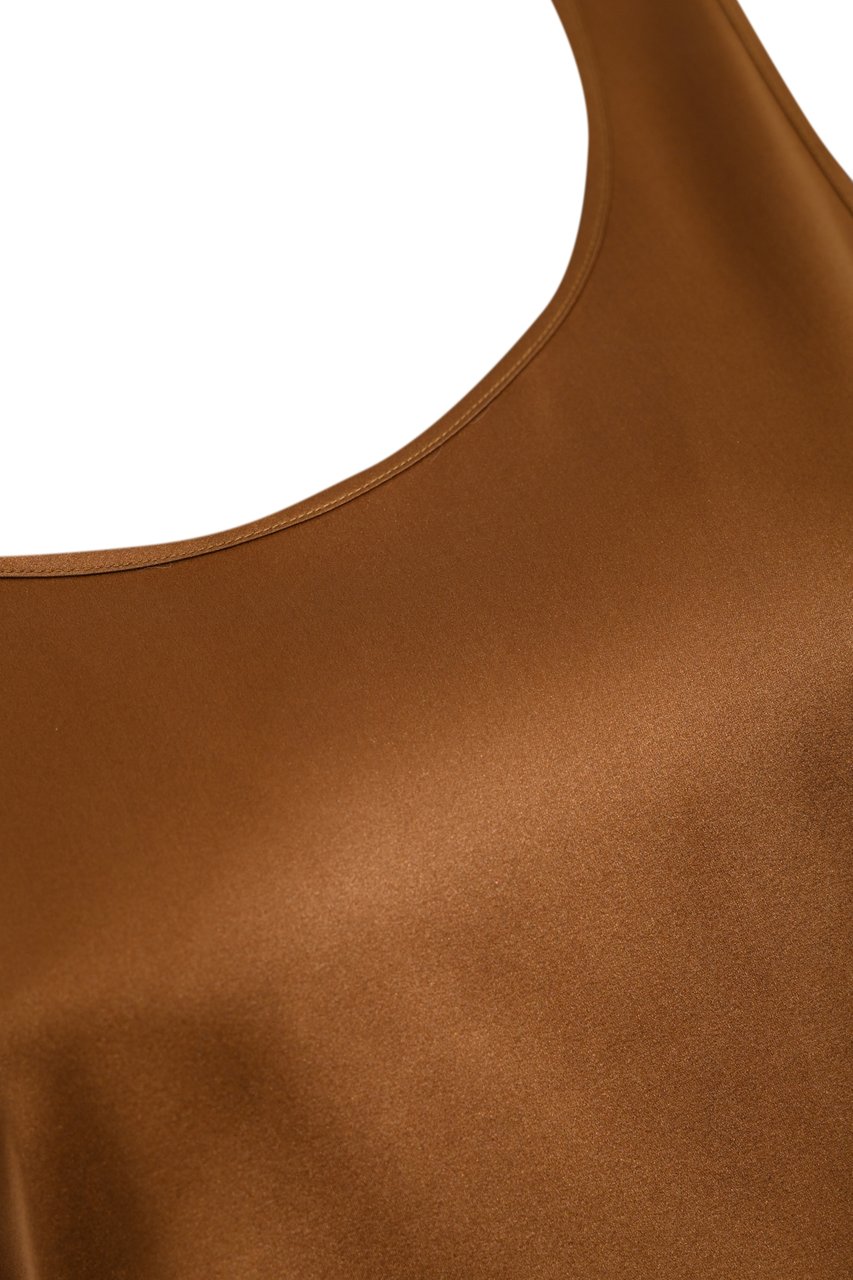 Max Mara Top Leather Brown Bruin