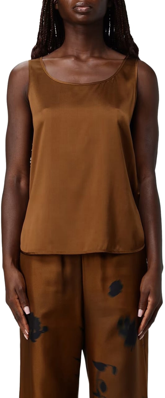Max Mara Top Leather Brown Bruin
