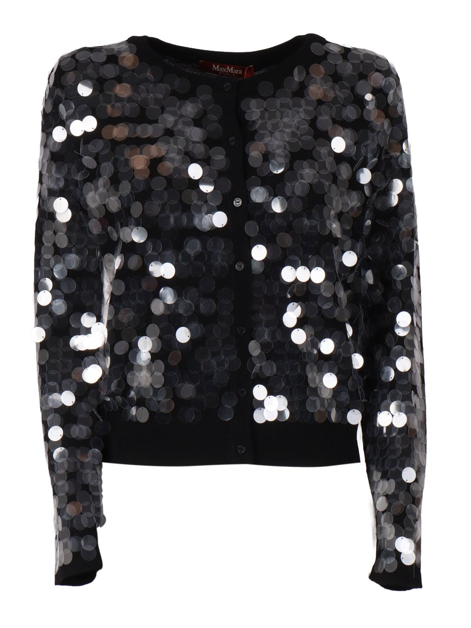 Max Mara Long-Sleeved Virgin Wool Cardigan With Minimalist Design Zwart