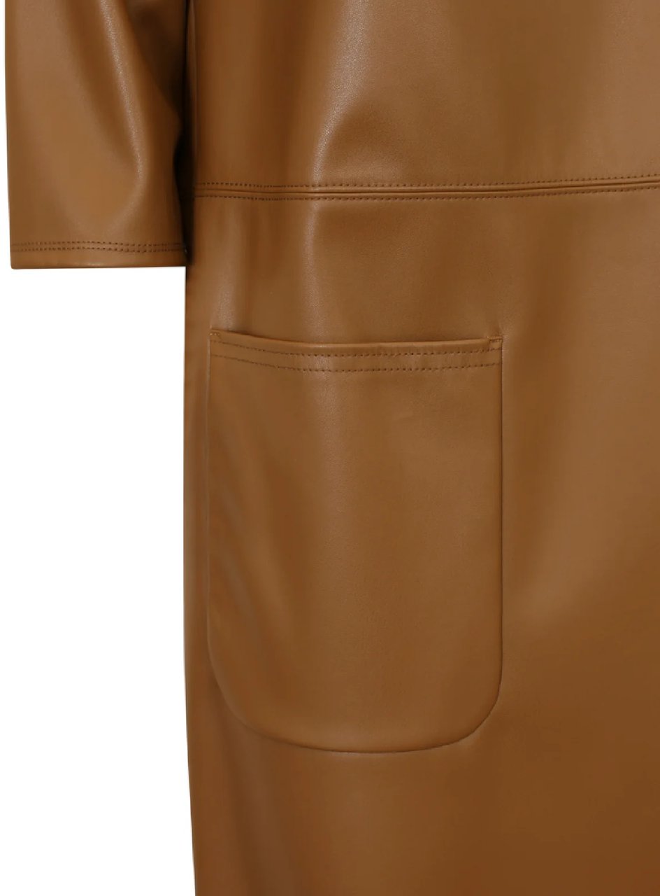Max Mara Dresses Leather Brown Bruin